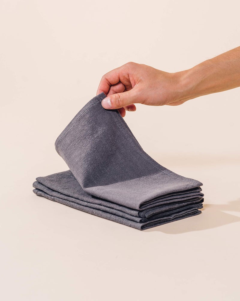 Caldo Linen Dinner Napkins - Rustic- Soft and Durable Cloth - Washable and Reusable- 4 Pack - 20x20 inch (Slate) - Image 2